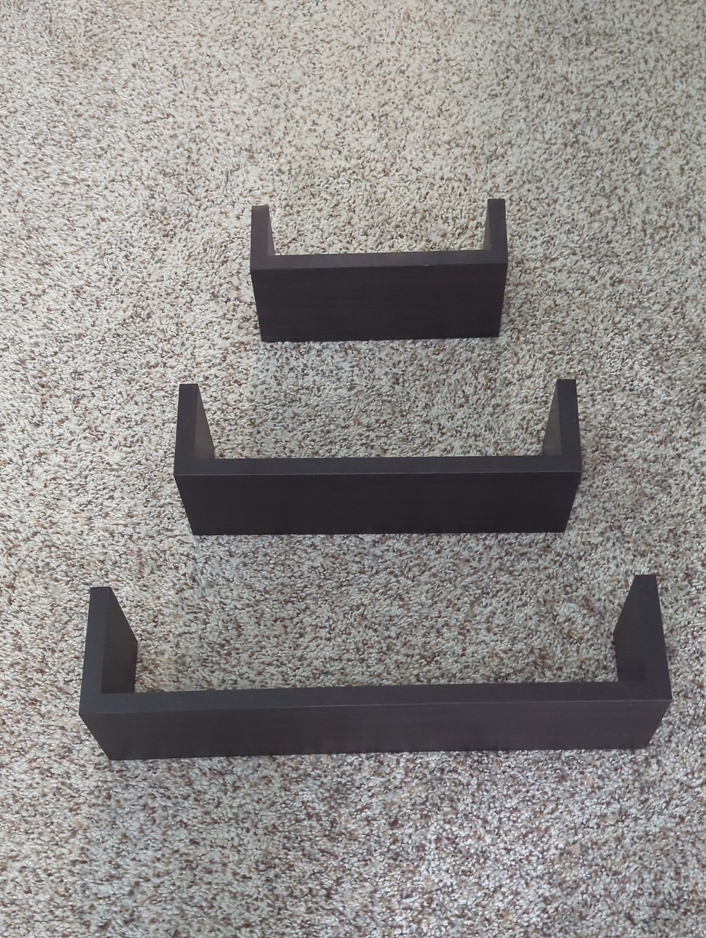 Dark Brown Floating Wall Shelves - Set of 3